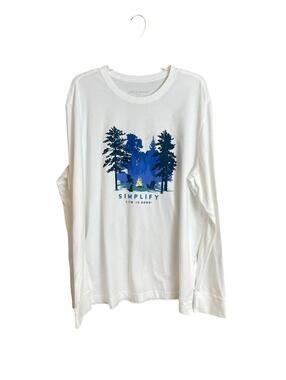 Life Is Good crusher t-shirt with woodsy campfire theme XL